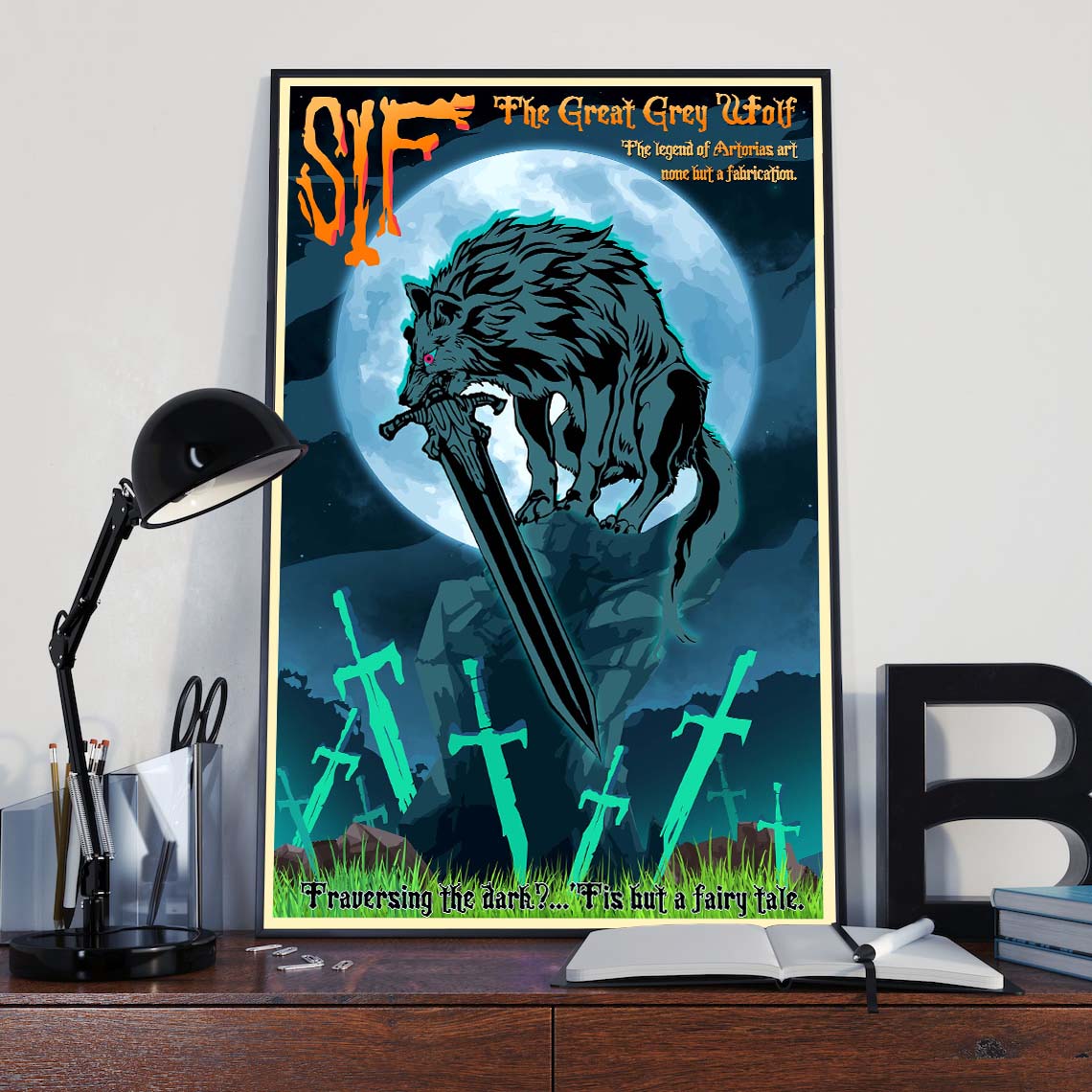 Great Grey Wolf Sif Dark Souls Poster